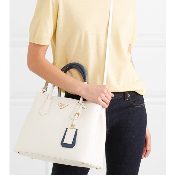 🚫SOLD🚫Prada medium double tote in white and blue - Picture 8 of 8